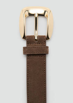 Suede belt with square buckle — Brown 3