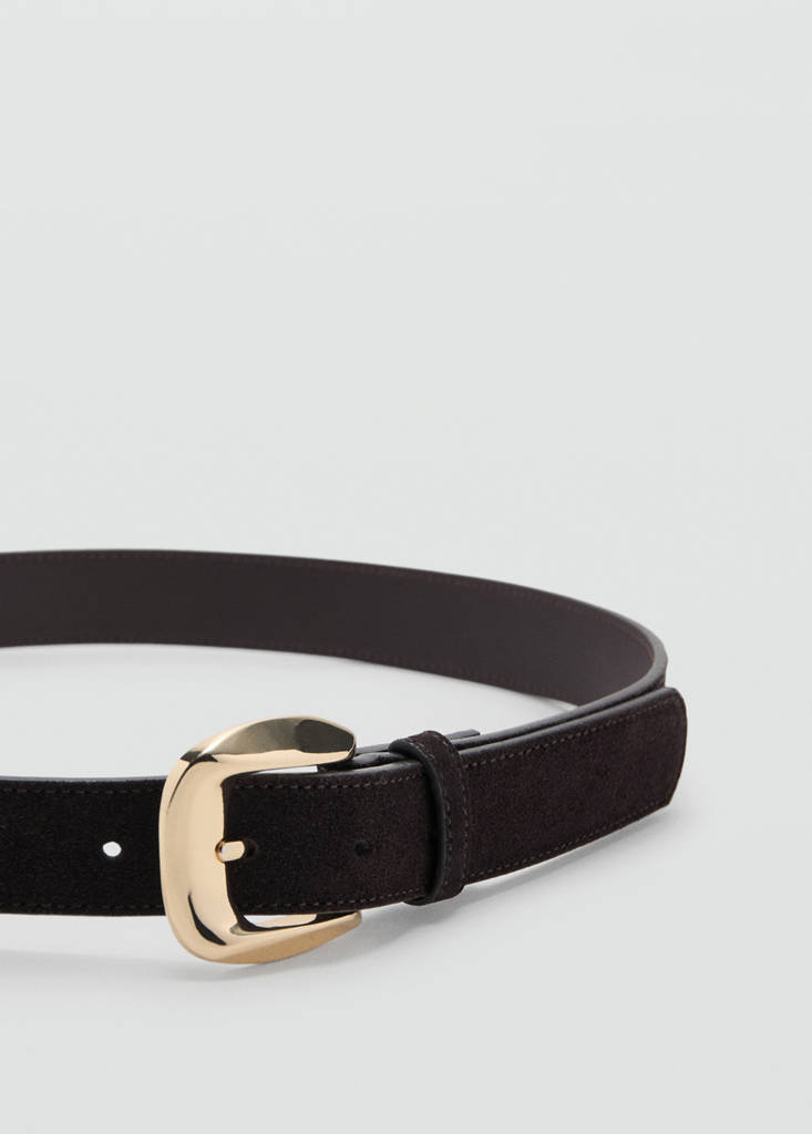 Suede belt with square buckle — Chocolate