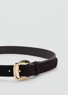 Suede belt with square buckle — Chocolate 2