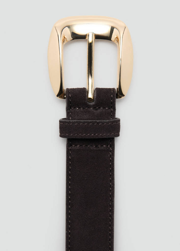 Suede belt with square buckle — Chocolate