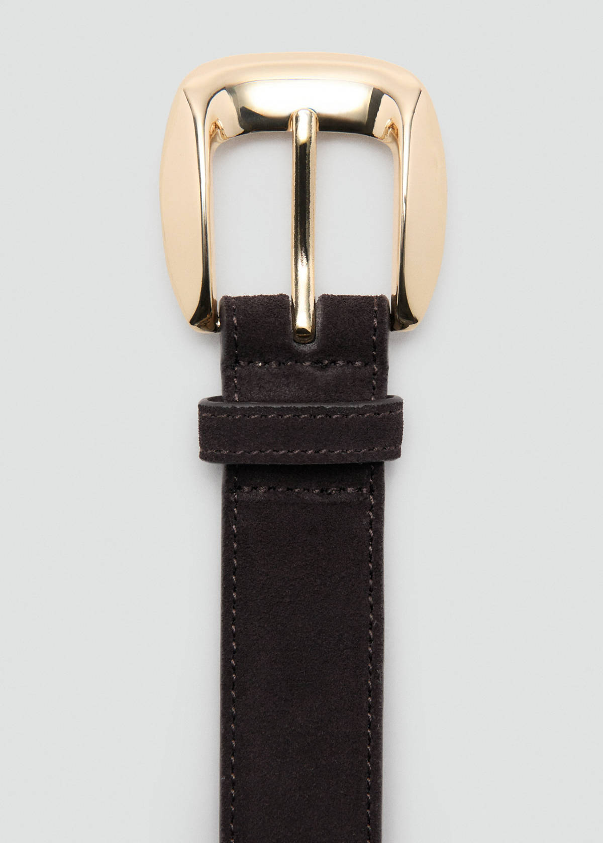 Suede belt with square buckle — Chocolate