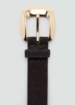 Suede belt with square buckle — Chocolate 3