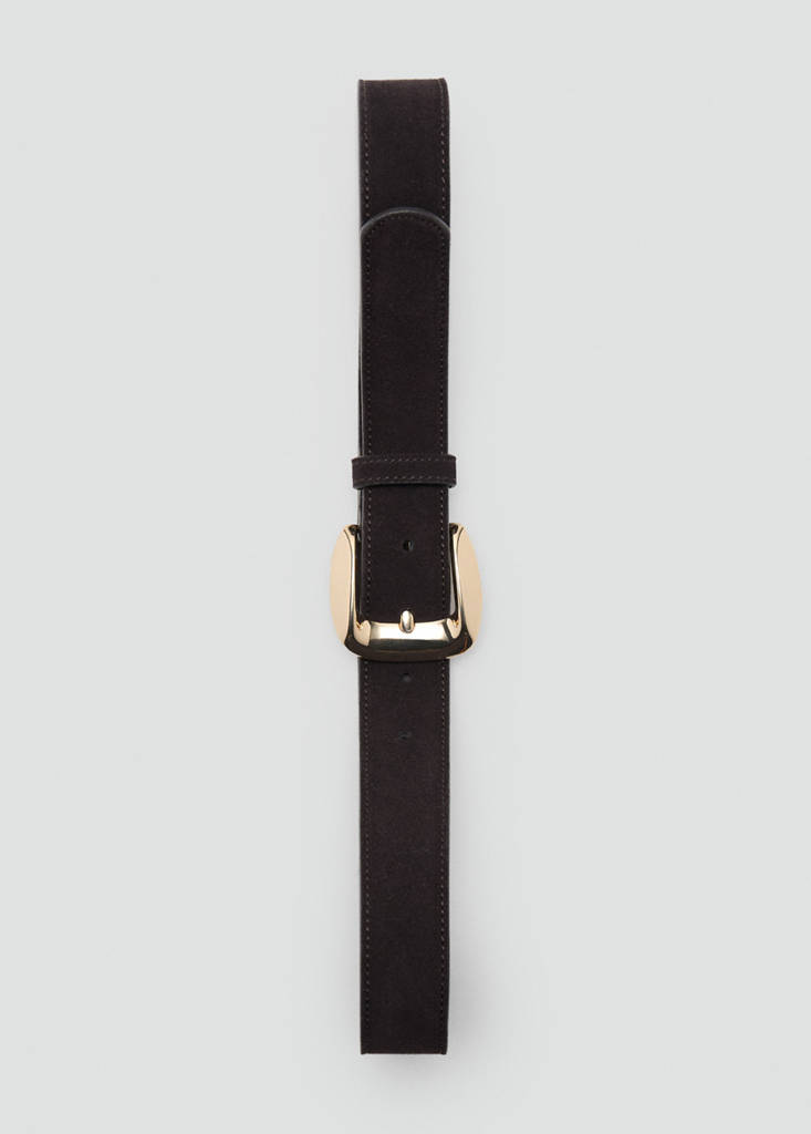 Suede belt with square buckle — Chocolate
