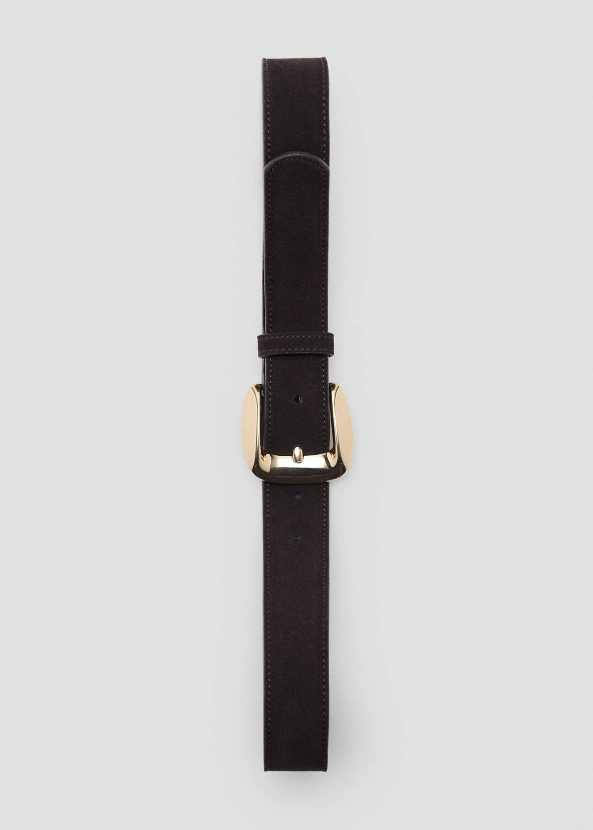 Suede belt with square buckle — Chocolate
