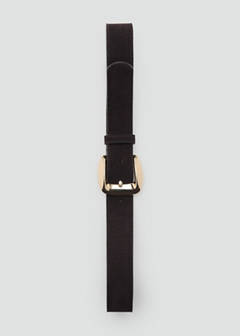 Suede belt with square buckle — Chocolate 4