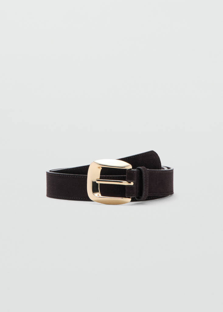 Suede belt with square buckle — Chocolate