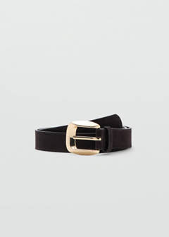 Suede belt with square buckle — Chocolate 1