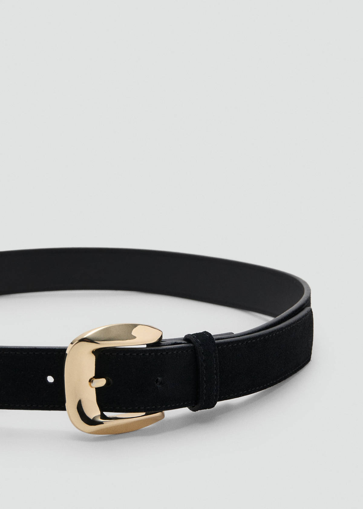 Suede belt with square buckle — Black