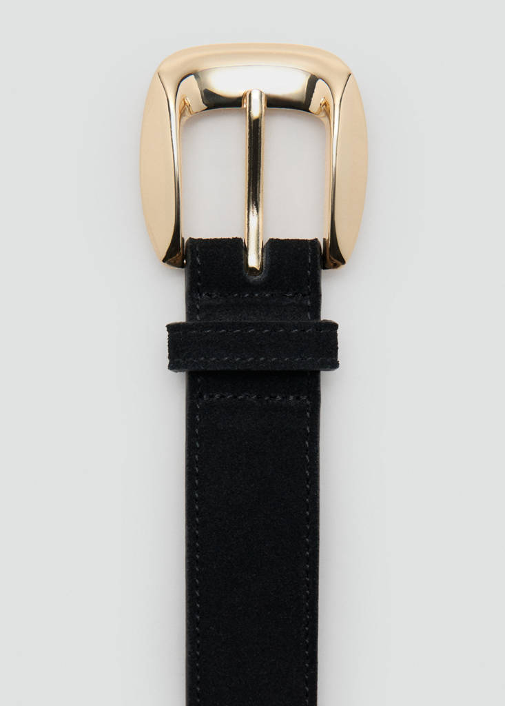 Suede belt with square buckle — Black