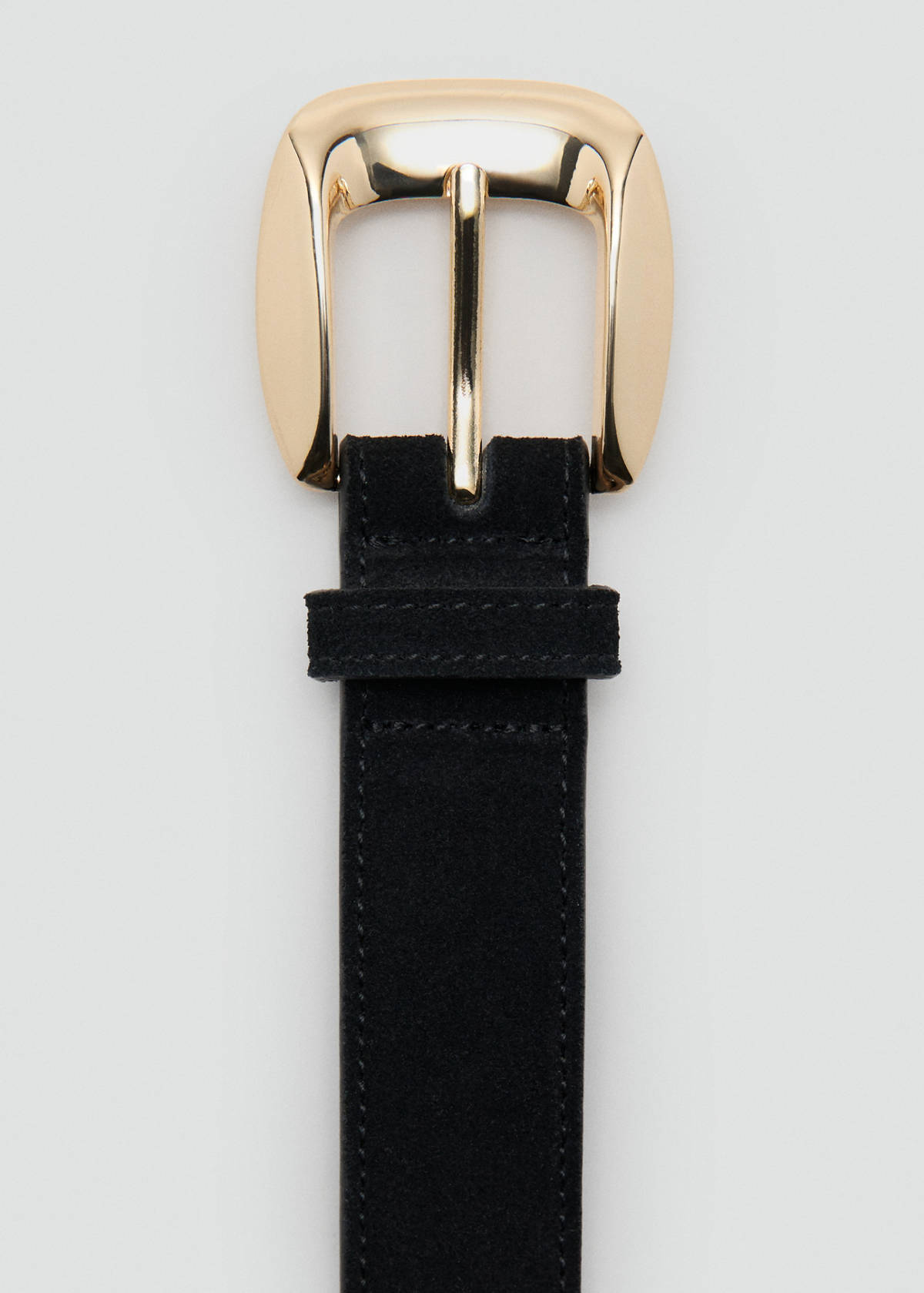 Suede belt with square buckle — Black