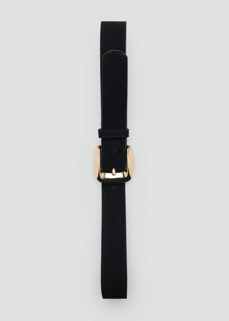 Suede belt with square buckle — Black