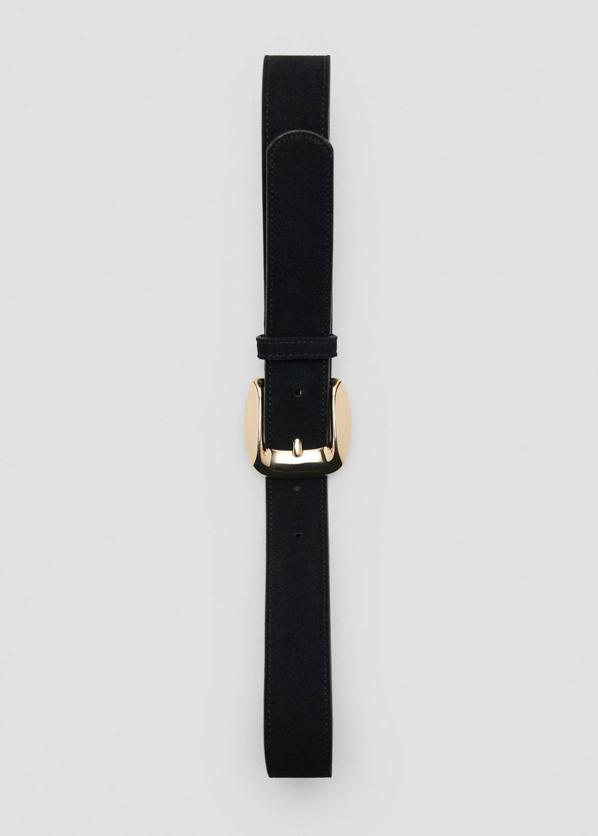 Suede belt with square buckle — Black