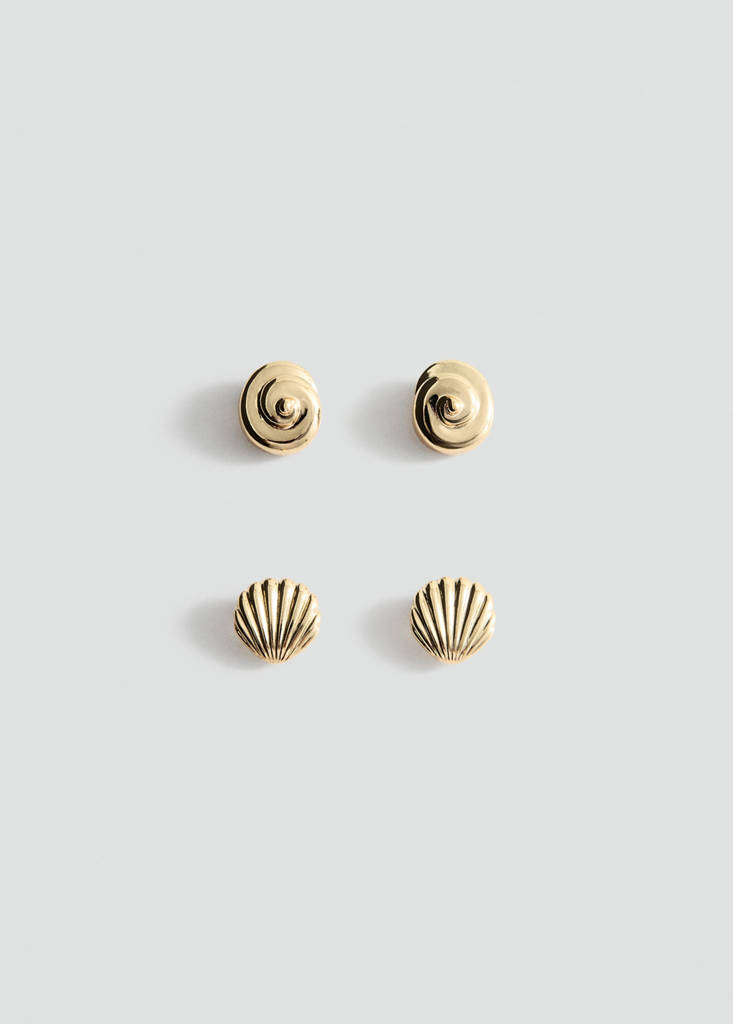 Shell design earring pack — Gold