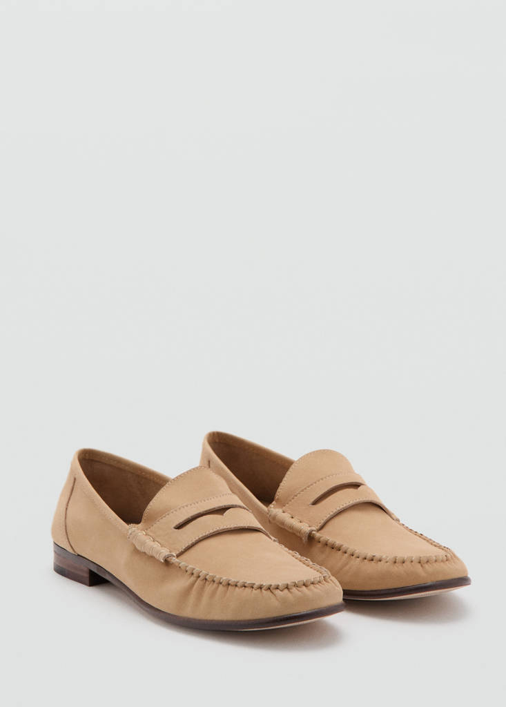 Mango Nubuck Leather Moccasin Mask Moccasin In Neutral