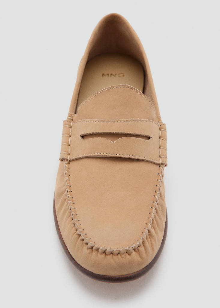 Nubuck leather penny loafer — Beige