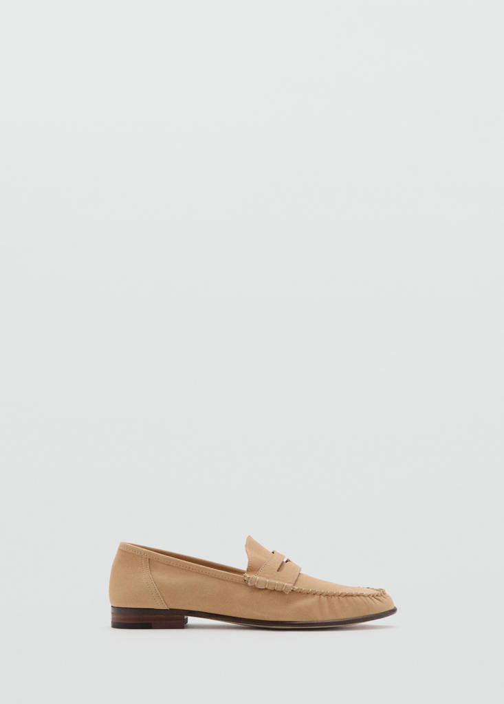 Nubuck leather penny loafer — Beige