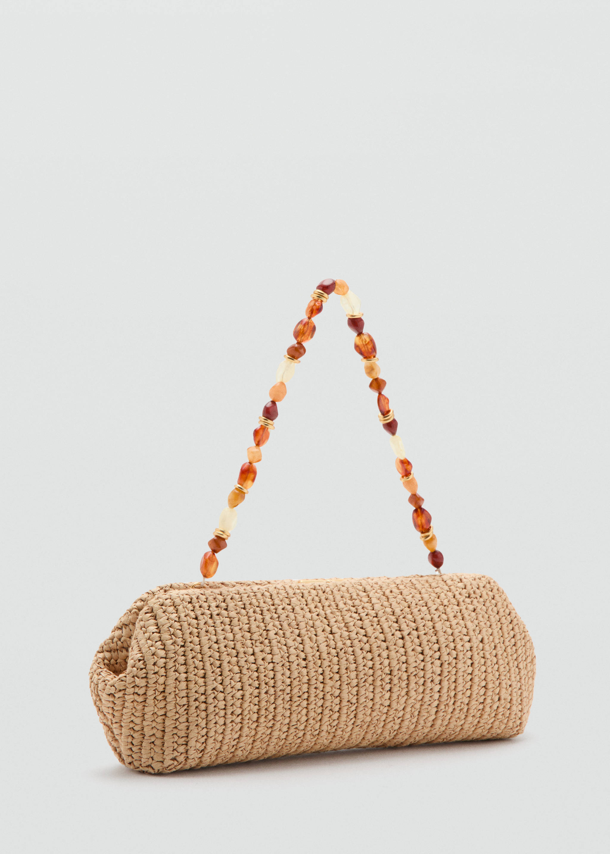 Natural fiber shoulder bag with bead detail - Medium plane