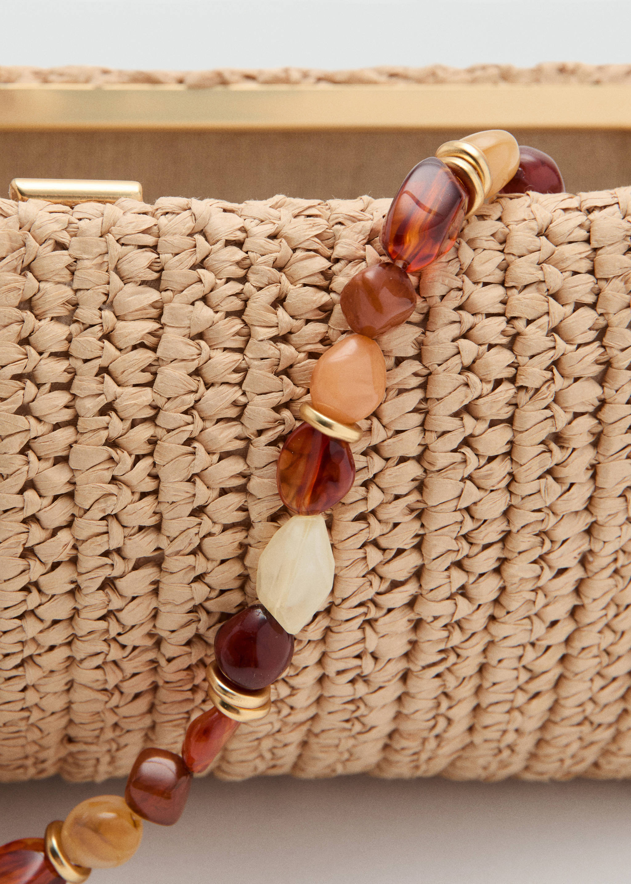 Natural fiber shoulder bag with bead detail - Details of the article 1