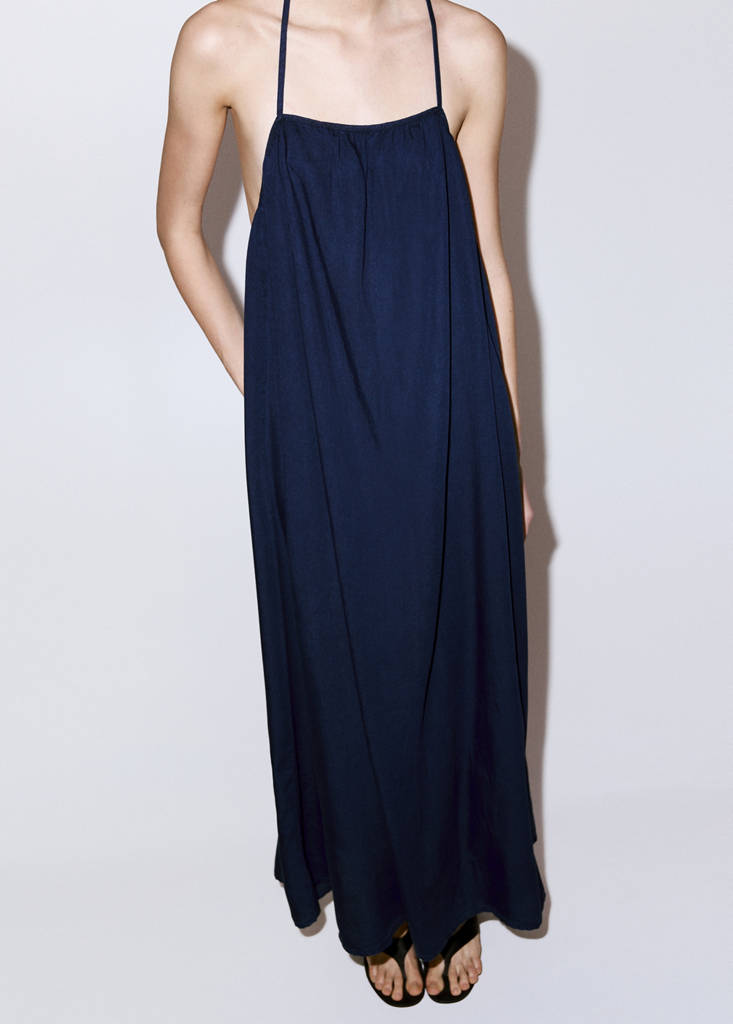 Open-back lyocell dress — Dark Blue