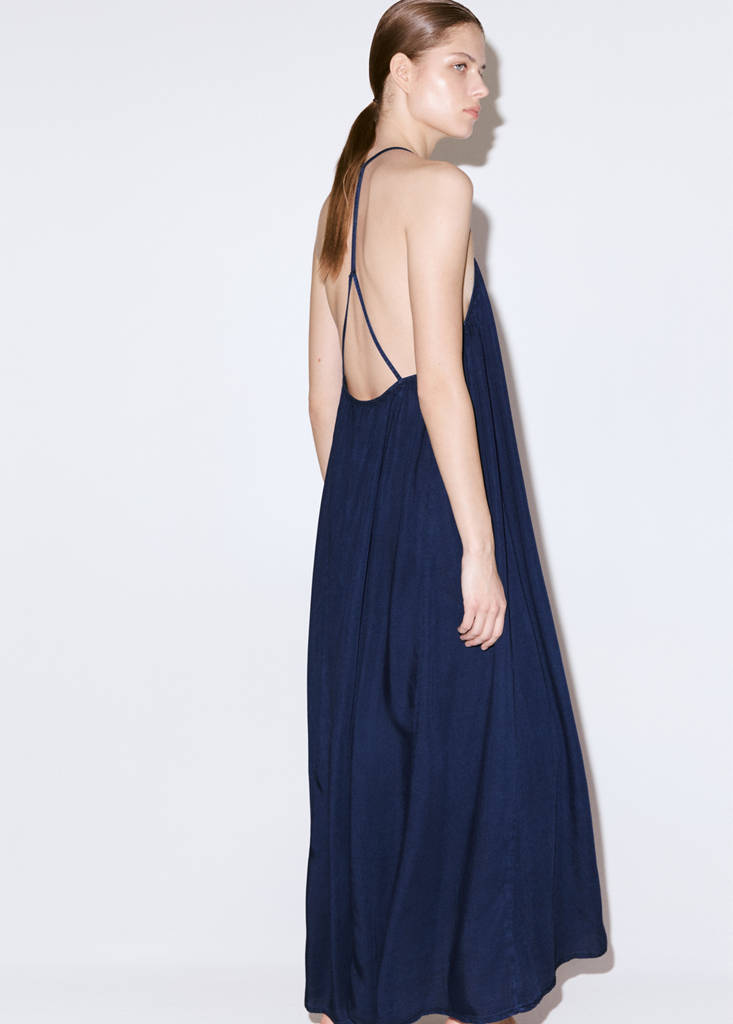 Open-back lyocell dress — Dark Blue