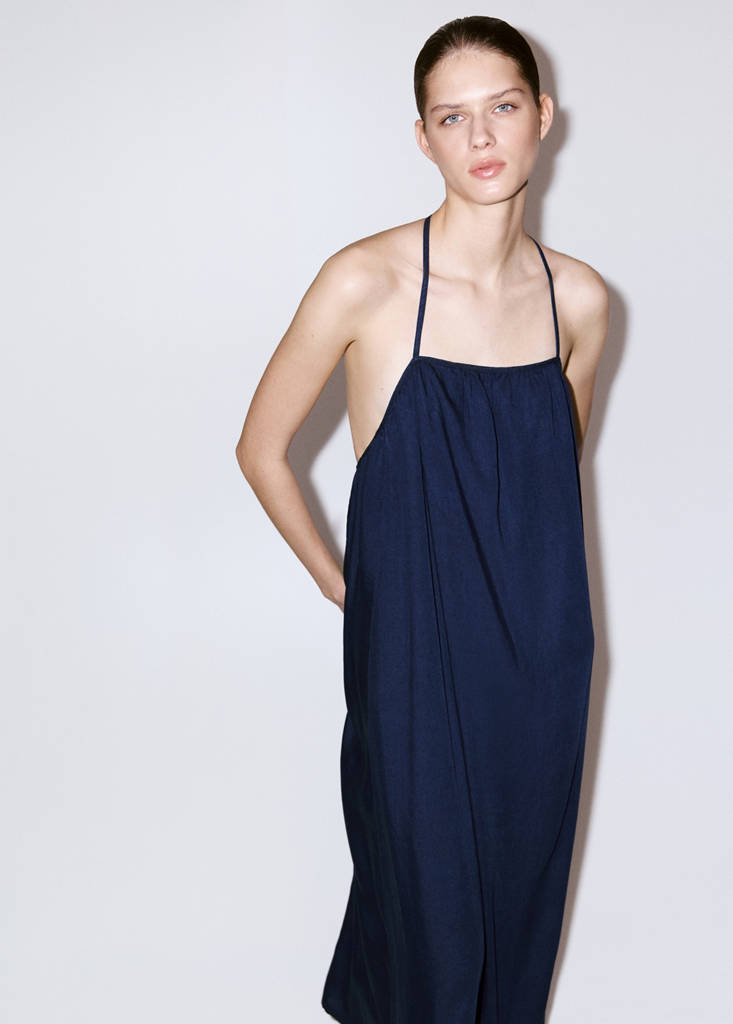 Open-back lyocell dress — Dark Blue