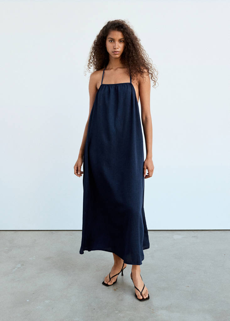Open-back lyocell dress — Dark Blue