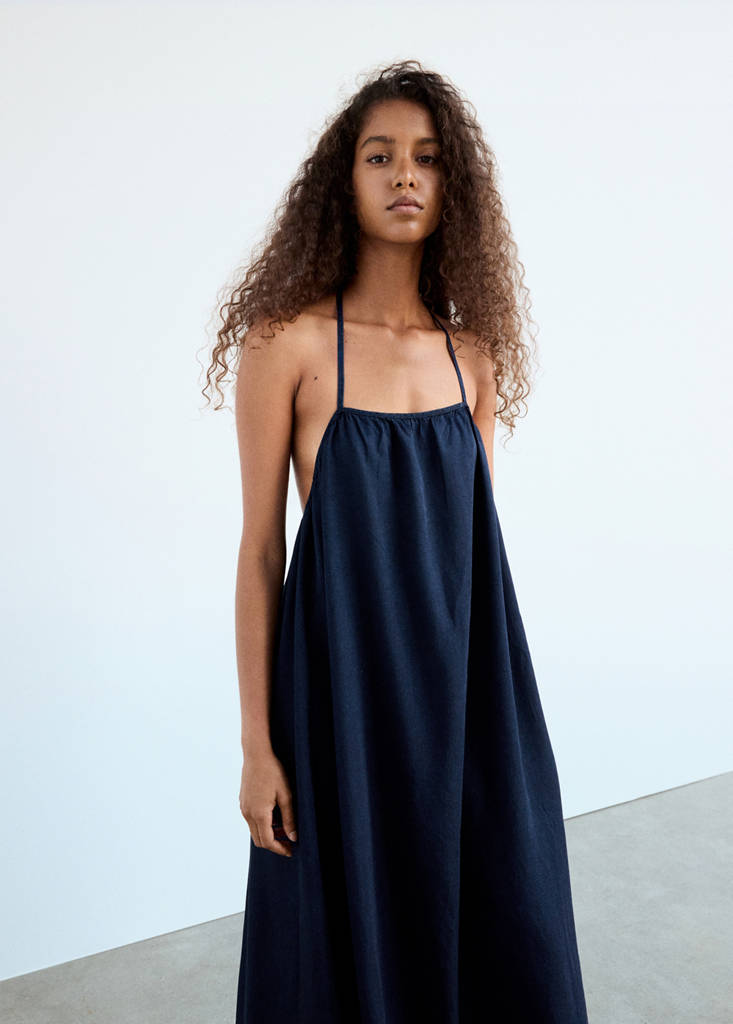 Open-back lyocell dress — Dark Blue