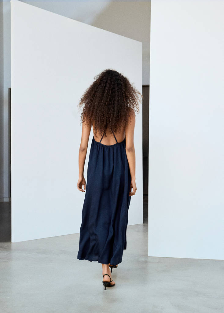 Open-back lyocell dress — Dark Blue
