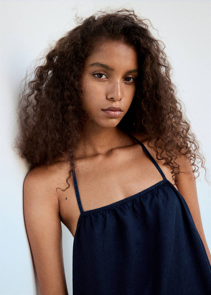 Open-back lyocell dress — Dark Blue