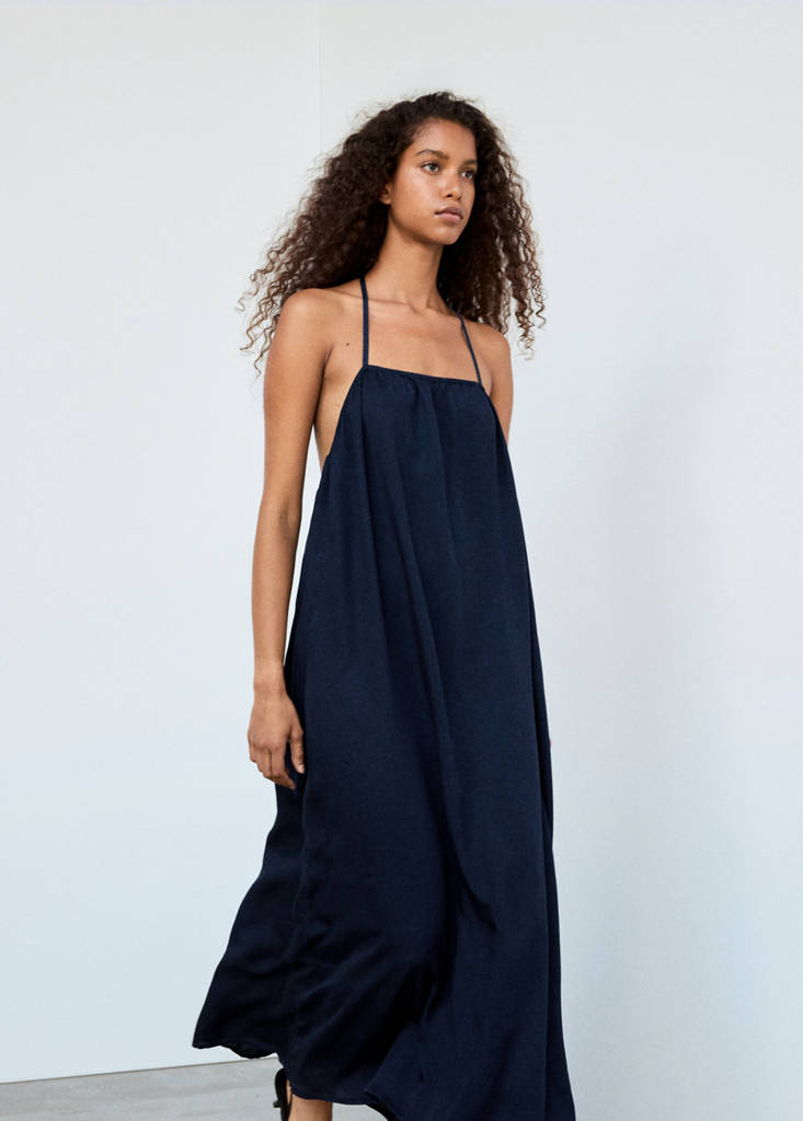 Open-back lyocell dress — Dark Blue