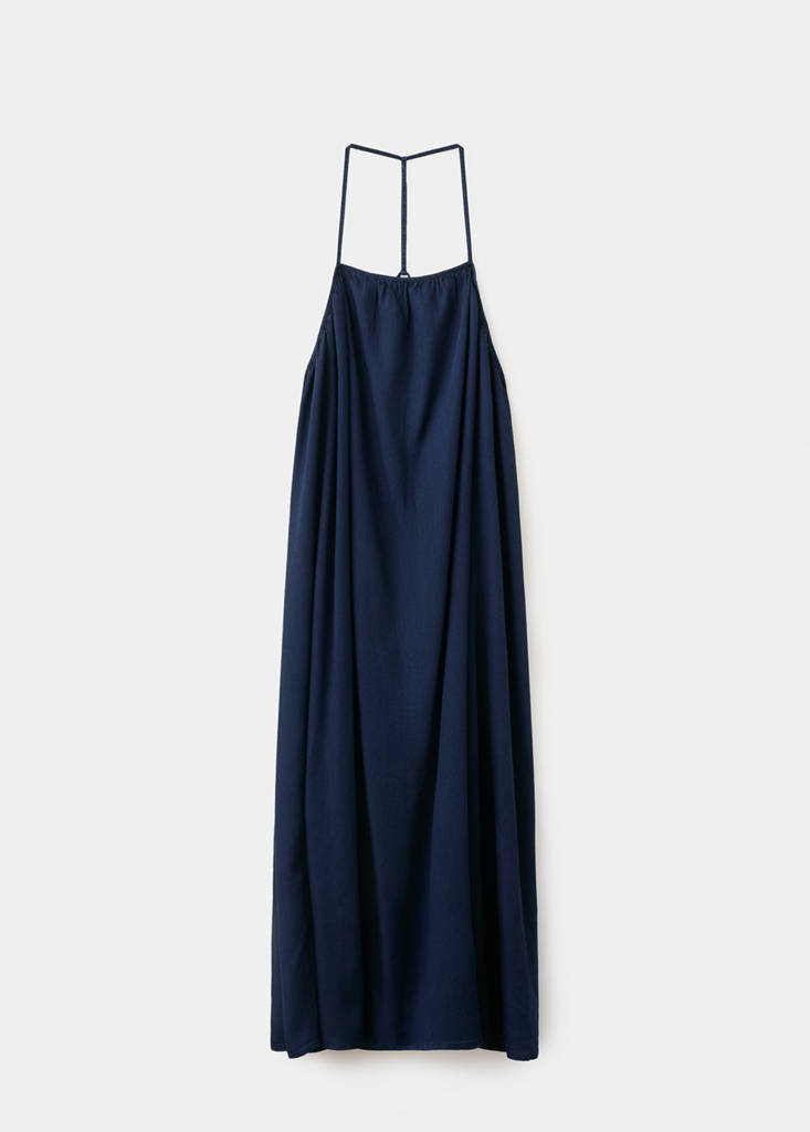Open-back lyocell dress — Dark Blue