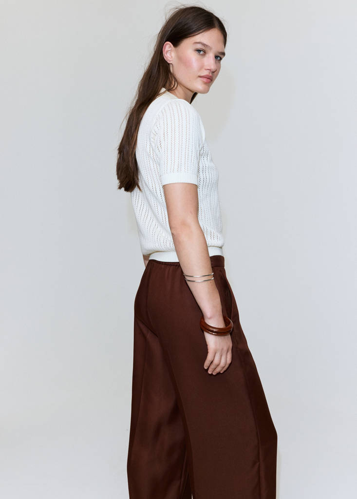 High-waisted lyocell trousers — Burnt Orange