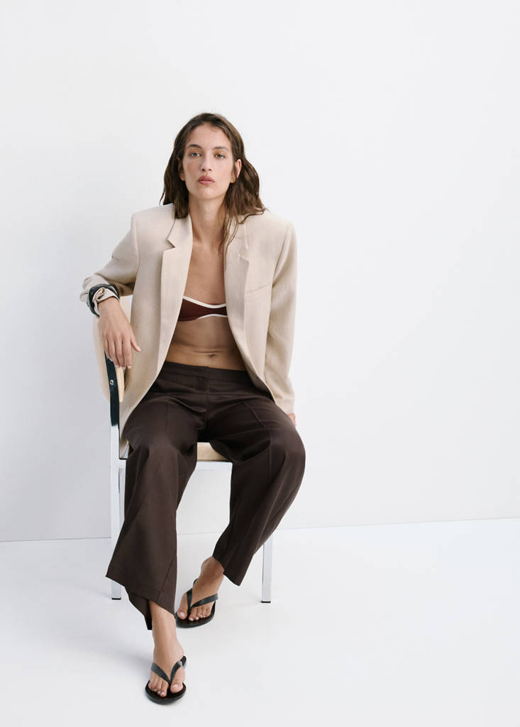 High-waisted lyocell trousers — Chocolate