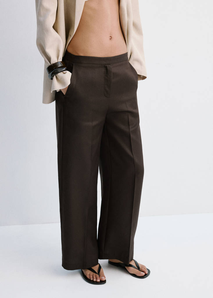 High-waisted lyocell trousers — Chocolate