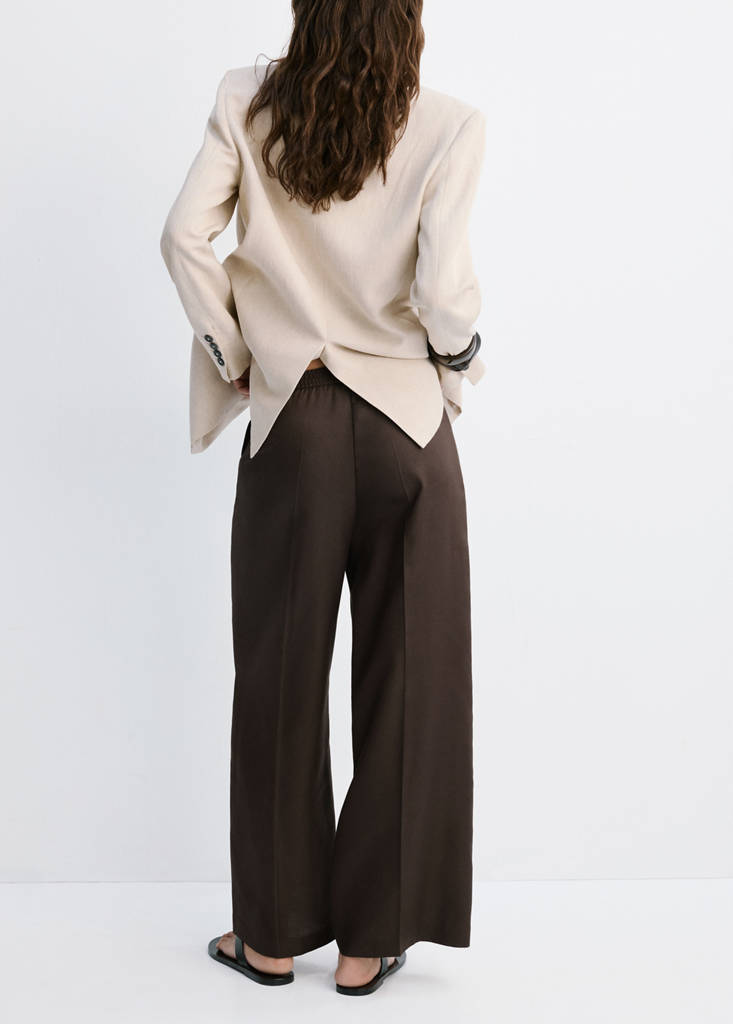 High-waisted lyocell trousers — Chocolate