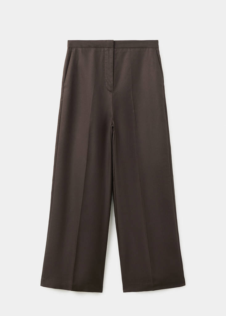 High-waisted lyocell trousers — Chocolate