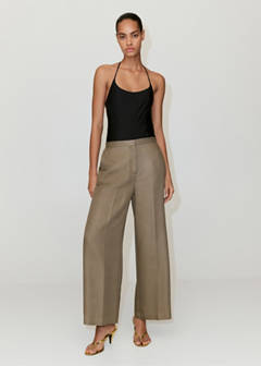 High-waisted lyocell trousers — Khaki 2