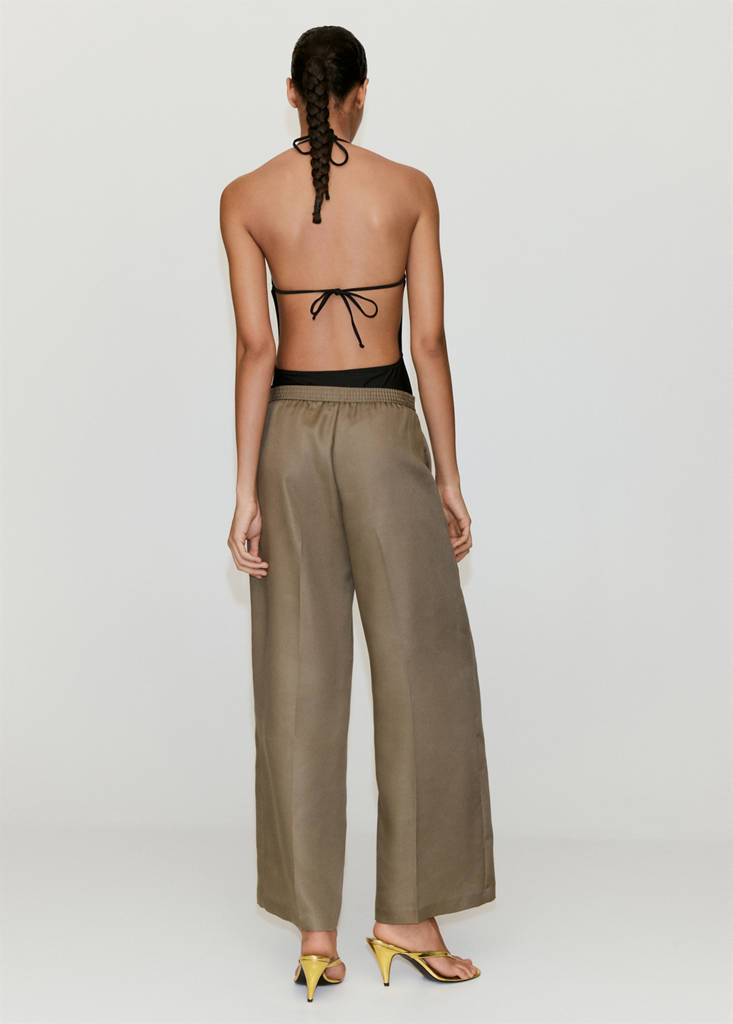 High-waisted lyocell trousers — Khaki