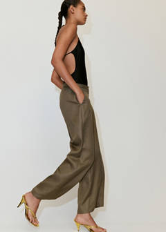 High-waisted lyocell trousers — Khaki 5