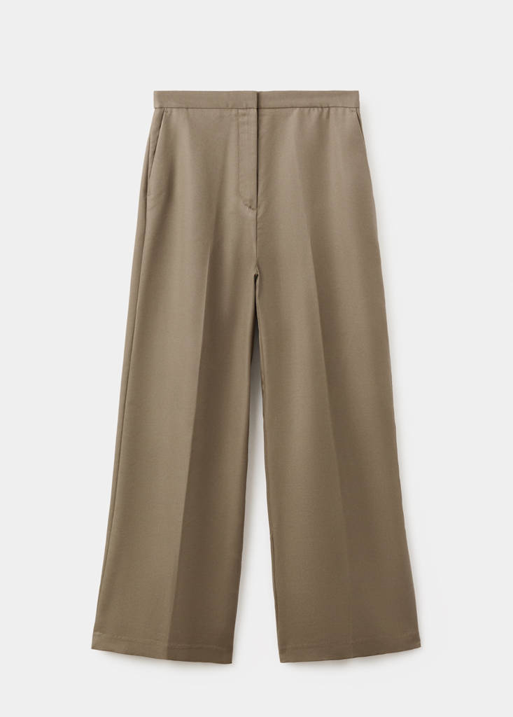High-waisted lyocell trousers — Khaki