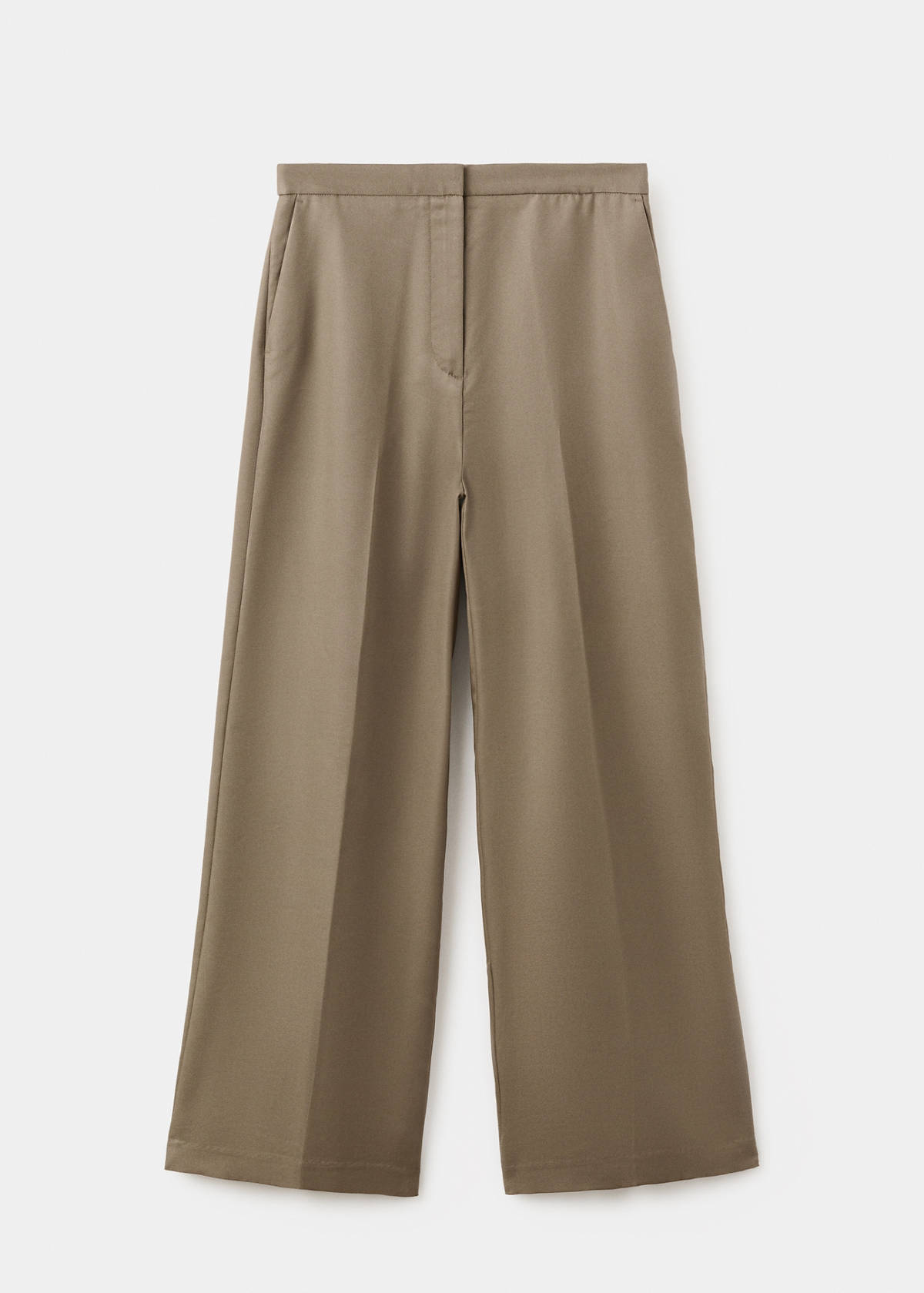 High-waisted lyocell trousers — Khaki