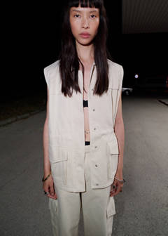 Oversized denim gilet — Ecru 1