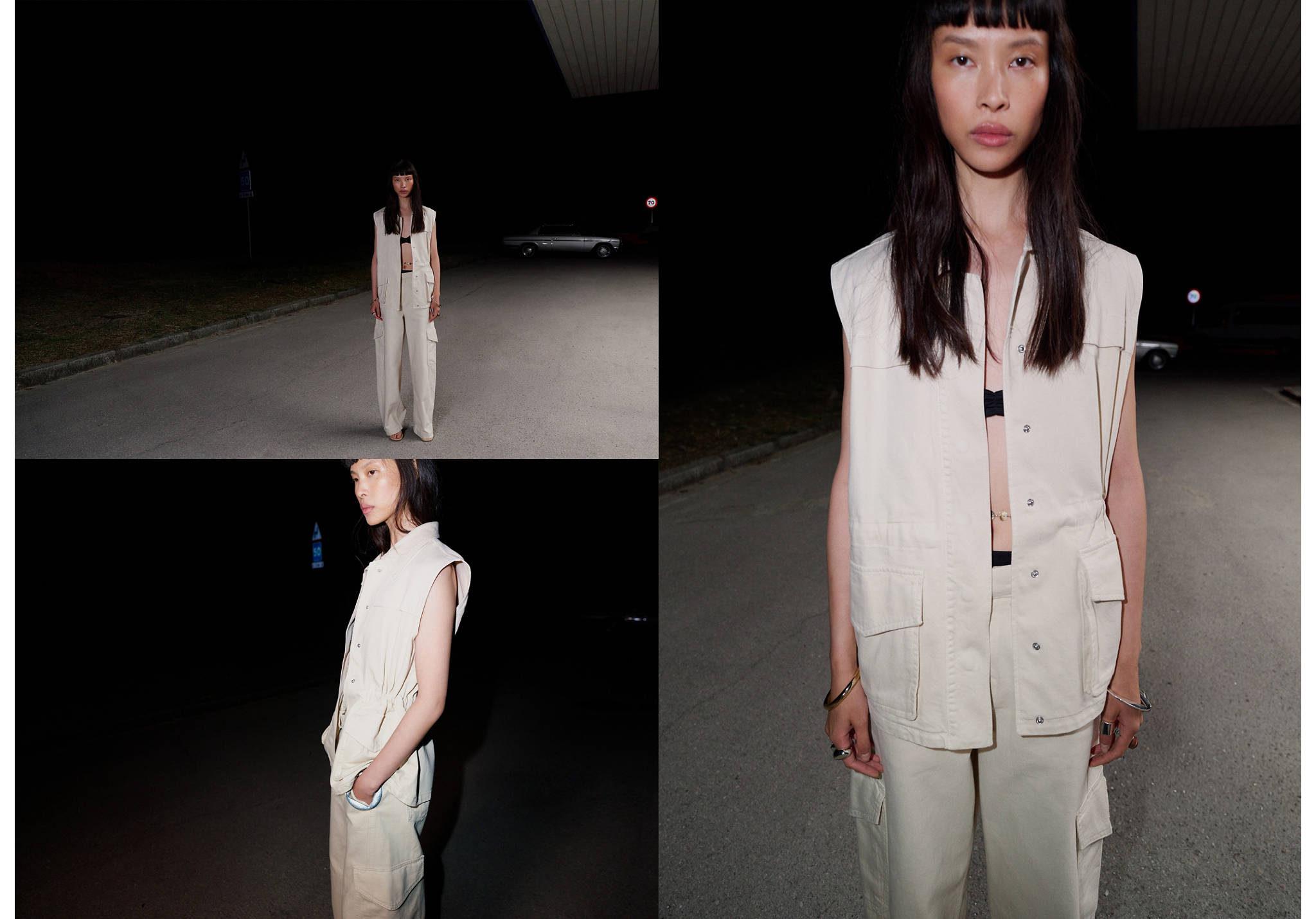 Oversized denim gilet - Panoramic plane