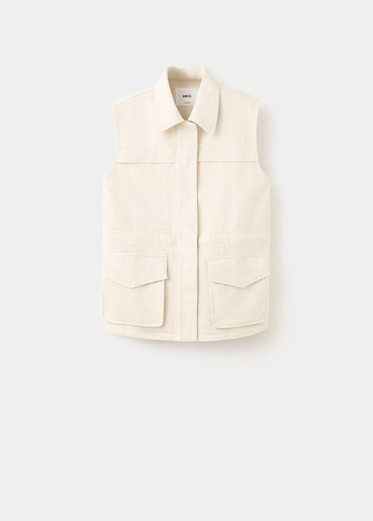 Oversized denim gilet — Ecru