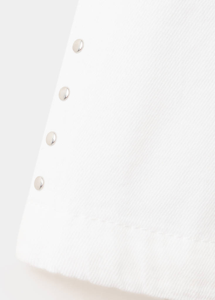 Studded open-back halter top — White