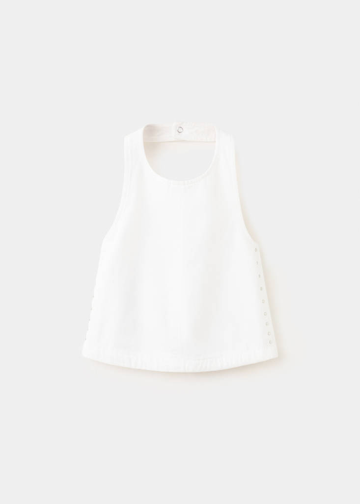 Studded open-back halter top — White