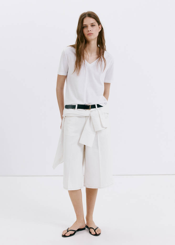 V-neck cotton T-shirt — White