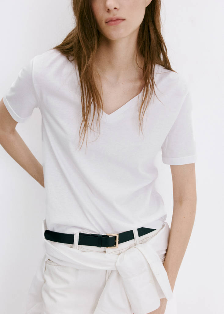 V-neck cotton T-shirt — White