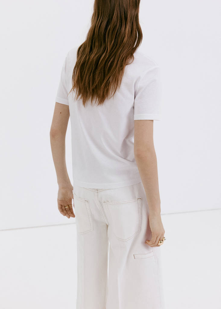 V-neck cotton T-shirt — White