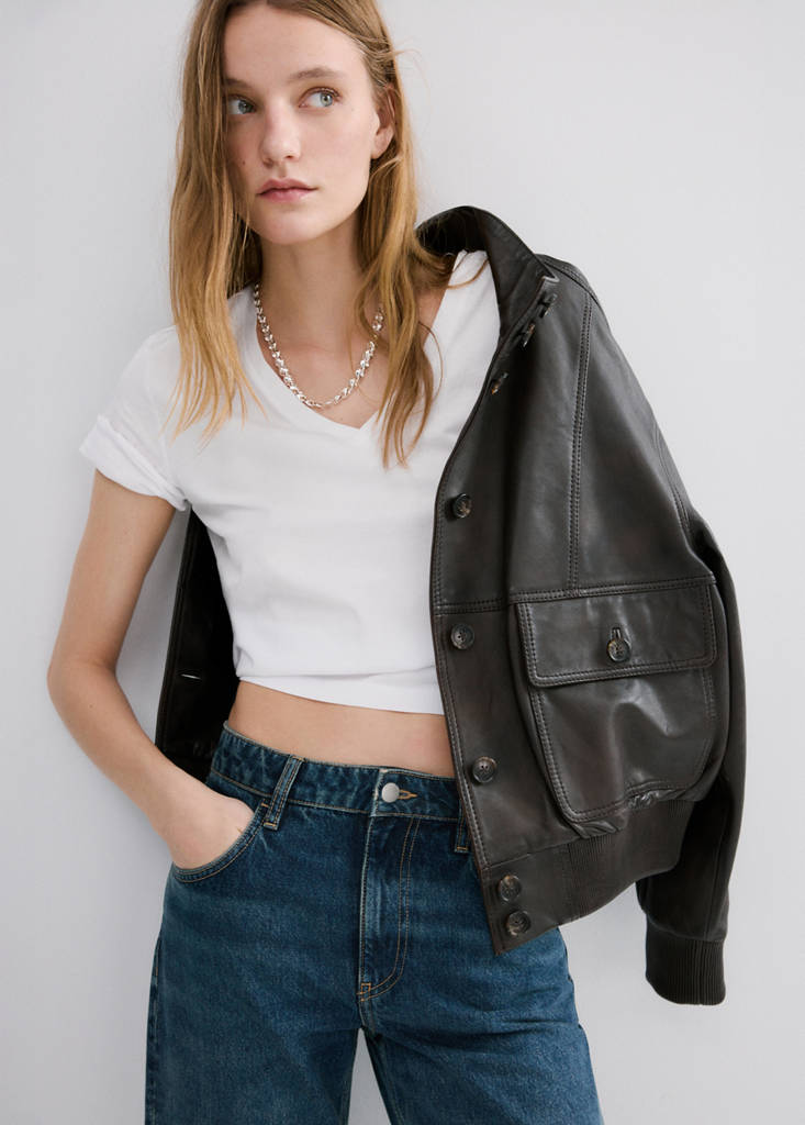 V-neck cotton T-shirt — White